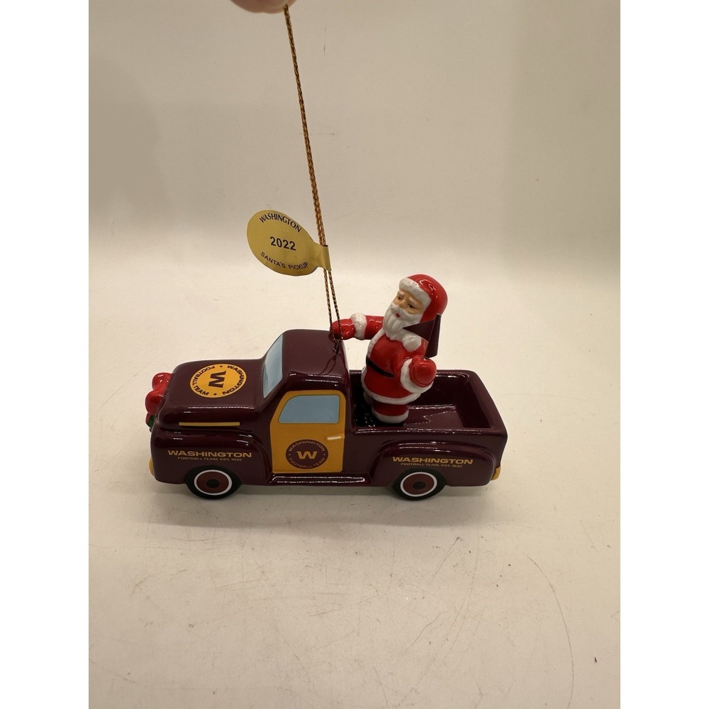 2022 Washington Commanders Santa's Pickup Truck Christmas Ornament Danbury Mint